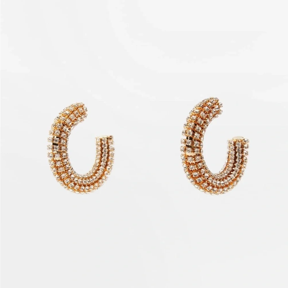 NWT. Zara Jewel Open hoop earrings with jewel appliqués.
